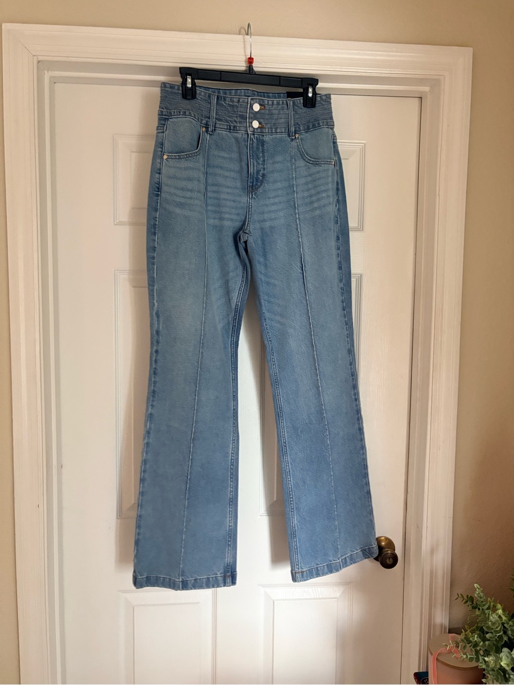 White House Black Market Light Blue High-Rise Wide-Leg Trouser Jeans
